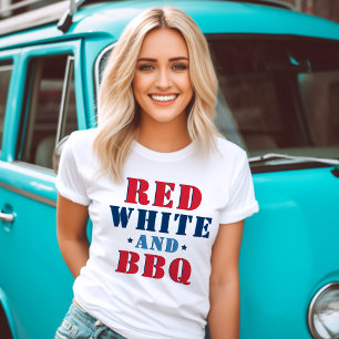 T-shirts Vermelho Branco e CHURRASCO Engraçado 4 de julho 