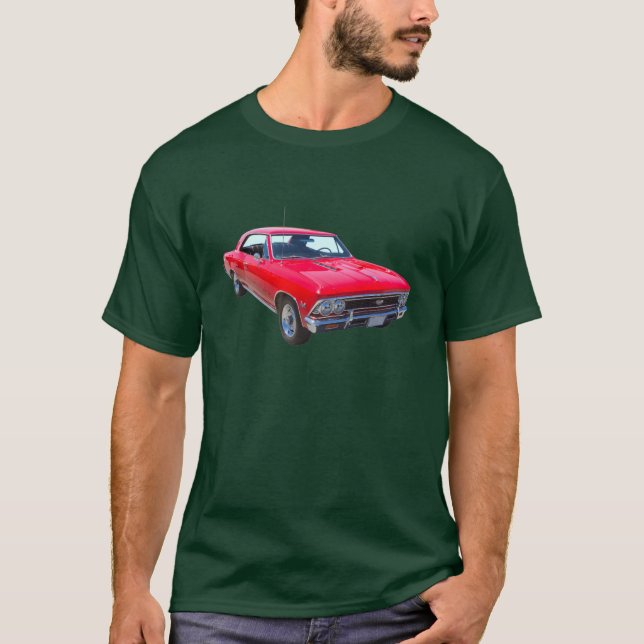 T-shirts Vermelho Chevy 1966 Chevelle SS 396 (Frente)
