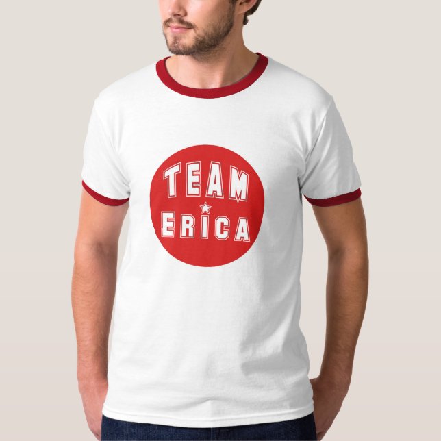 T-shirts Vermelho de Erica da equipe (Frente)