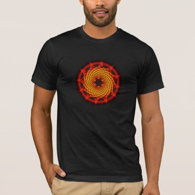 T-shirts Vermelho espiral da mandala de Merkaba (geometria (Frente)