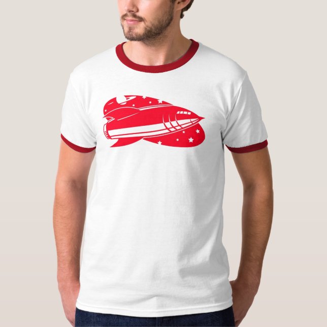 T-shirts vermelho-foguete-retro (Frente)