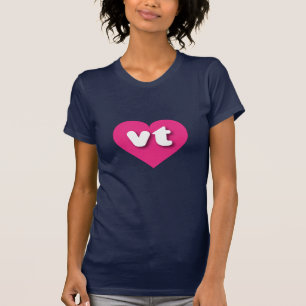 T-shirts Vermont, coração rosa quente - Eu amo vt