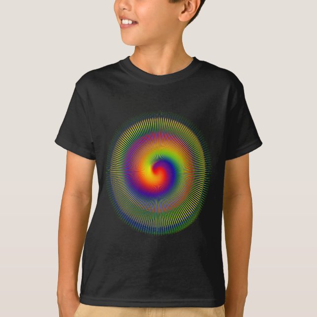 T-shirts vert do fractal da urdidura do chakra apperal (Frente)