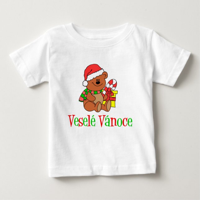 T-shirts Vesele Vanoce Urso de Natal checo (Frente)