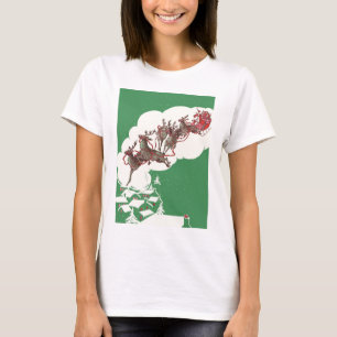 T-shirts Véspera de Natal Vintage, Papai Noel Retrô em Tren