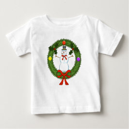 T-shirts Vestido de criança com boneco de neve em grinalda