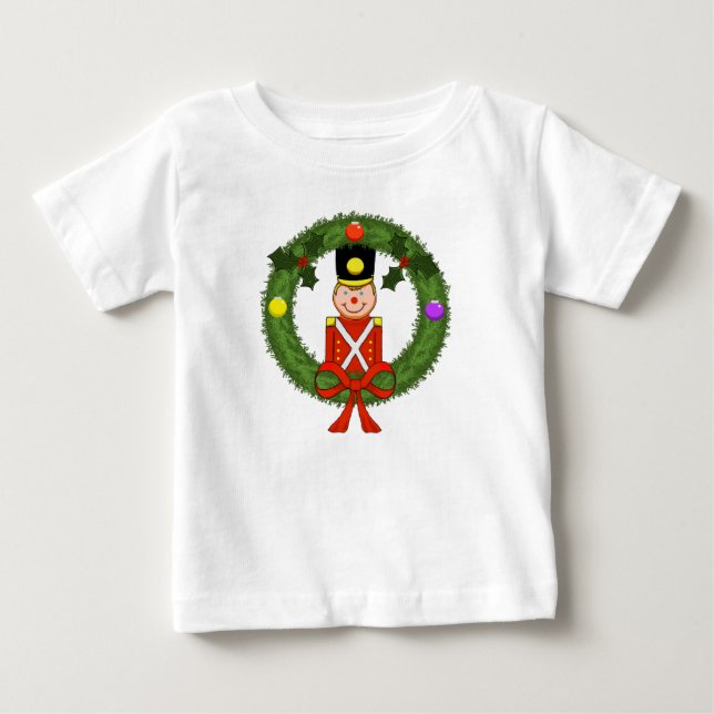 T-shirts Vestido Infantil Soldado Natal Clássico com Babado (Frente)