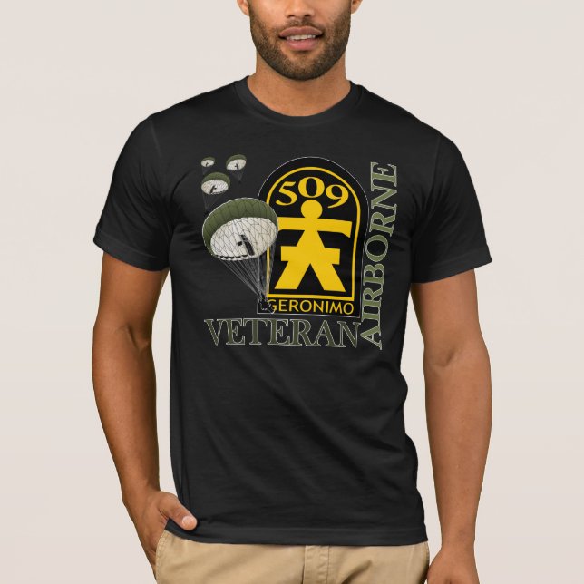 T-shirts Veterano transportado por via aérea - 509th PIR (Frente)