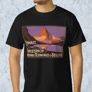 T-shirts Viagem Antiga, Montanha Matterhorn na Suíça