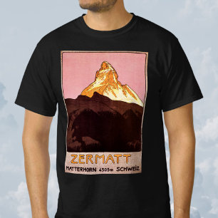 T-shirts Viagem Antiga, Montanha Matterhorn, Suíça