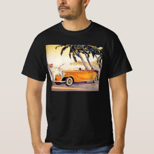 T-shirts Viagem de Família Antiga em um Carro Conversível