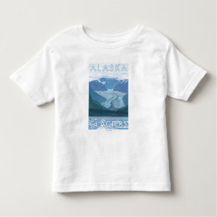 T-shirts Viagens vintage da cena da geleira de AlaskaLarge