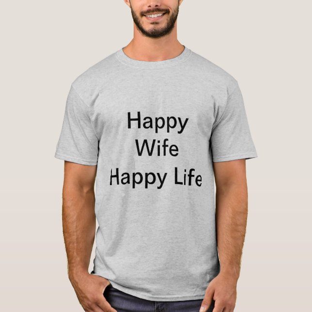 T-shirts Vida feliz da esposa feliz (Frente)