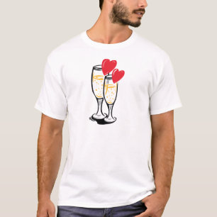 T-shirts Vidros de Champagne que celbrating o amor