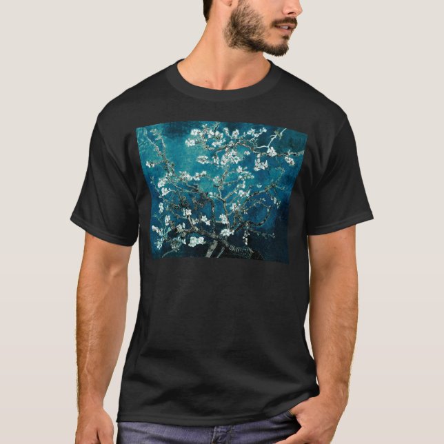T-shirts Vincent Van Gogh Almond Blossoms Dark Teal (Frente)