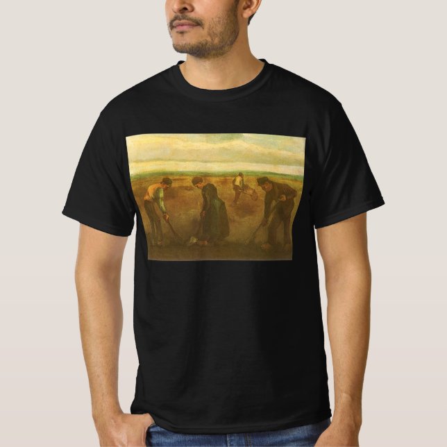 T-shirts Vincent van Gogh - Camponeses Plantando Batatas (Frente)