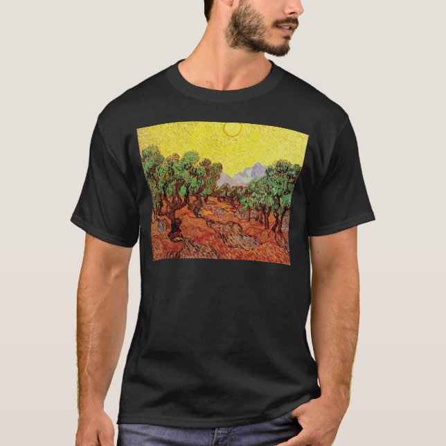 T-shirts Vincent Van Gogh - Oliveiras com Céu Amarelo (Frente)