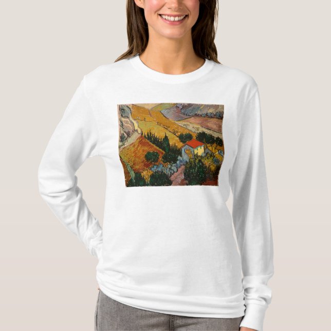 T-shirts Vincent van Gogh | Paisagem com House & Plowman (Frente)