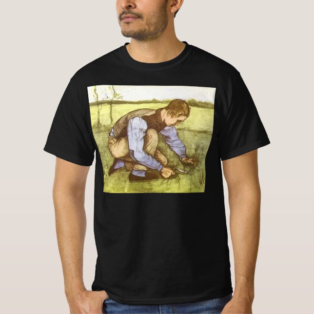 T-shirts Vincent van Gogh - Rapaz Cortando Grama com Foice (Frente)