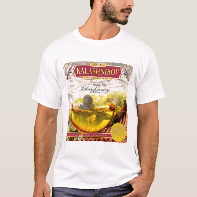 T-shirts Vinho chardonnay do Kalashnikov de AK-47 (Frente)