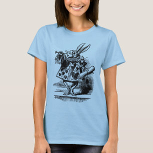 T-shirts Vintage Alice no País das Maravilhas Coelho Branc