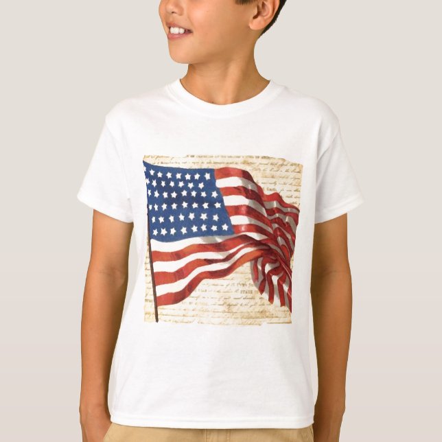 T-shirts Vintage American Flag (Frente)