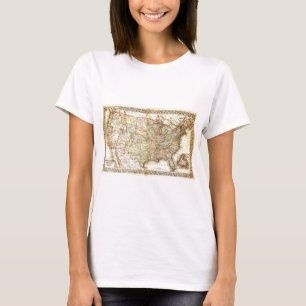 T-shirts Vintage Antigo mapa geral dos EUA
