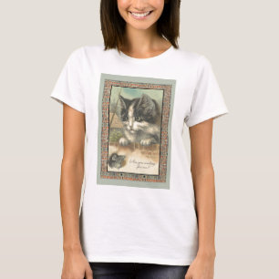 T-shirts Vintage cat e rato "esperando por mim?"