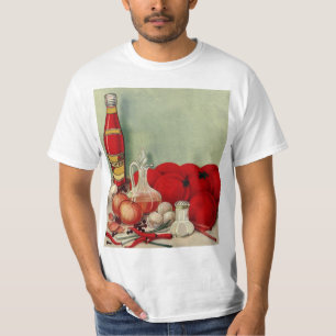 T-shirts Vintage Comida italiana cebolas Peppers Catsup