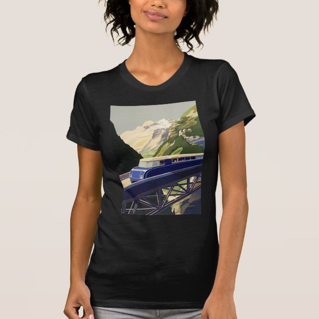 T-shirts Vintage Europe Rail Viagem (Frente)