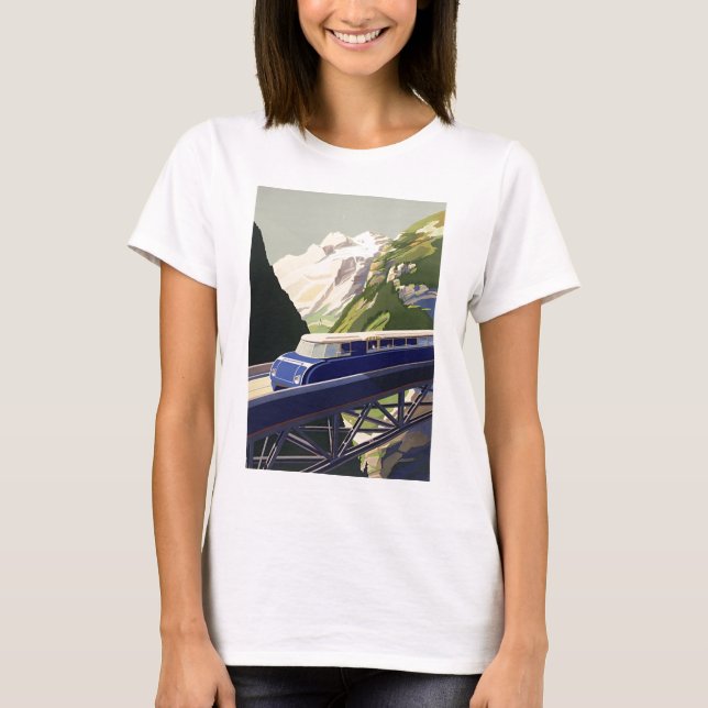 T-shirts Vintage Europe Rail Viagem (Frente)