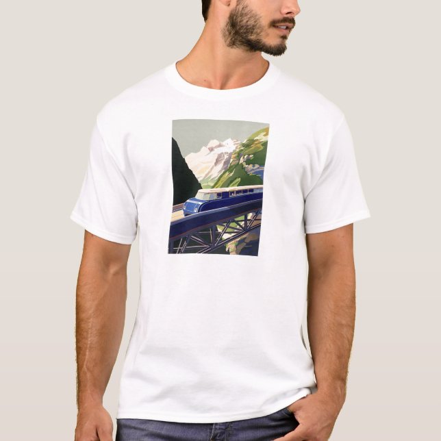 T-shirts Vintage Europe Rail Viagem (Frente)
