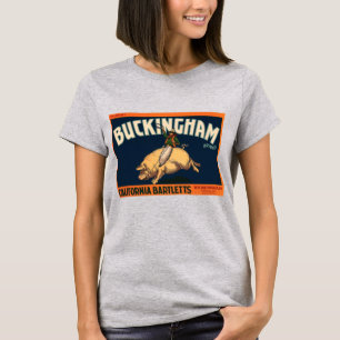 T-shirts Vintage Fruta Label Art Cowboy no Pig Rodeo