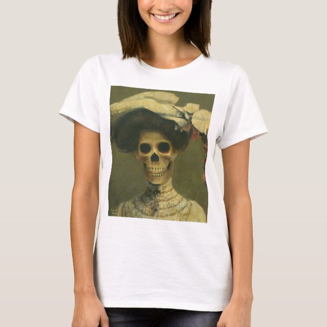 T-shirts Vintage Gothic Skeleton Lady (Frente)