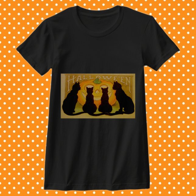 T-shirts Vintage Halloween Cats e Jack O'Lantern (Criador carregado)