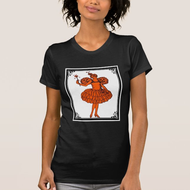 T-shirts Vintage Halloween Pumpkin Fairy (Frente)