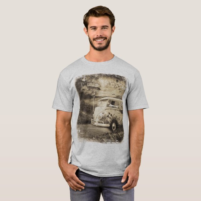 T-shirts Vintage Kombi Microbus, Festival Wanderlust, (Frente Completa)