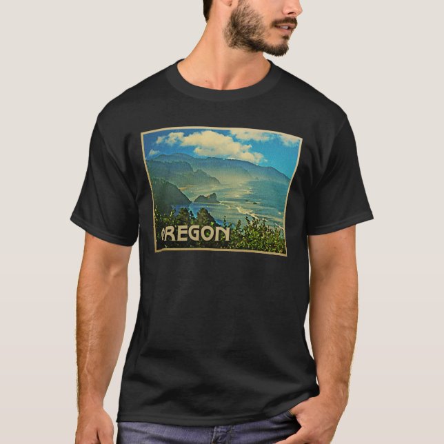 T-shirts Vintage Oregon Coastline (Frente)