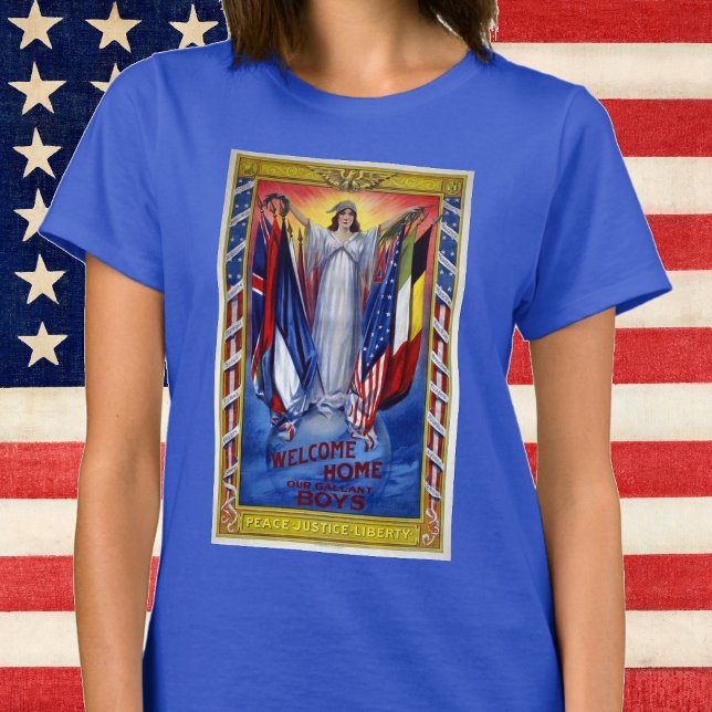 T-shirts Vintage Patriotic America, Peace Justice Liberty (Criador carregado)