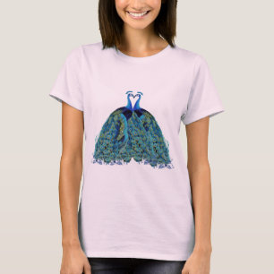 T-shirts Vintage Peacocks beijando presentes de casamento