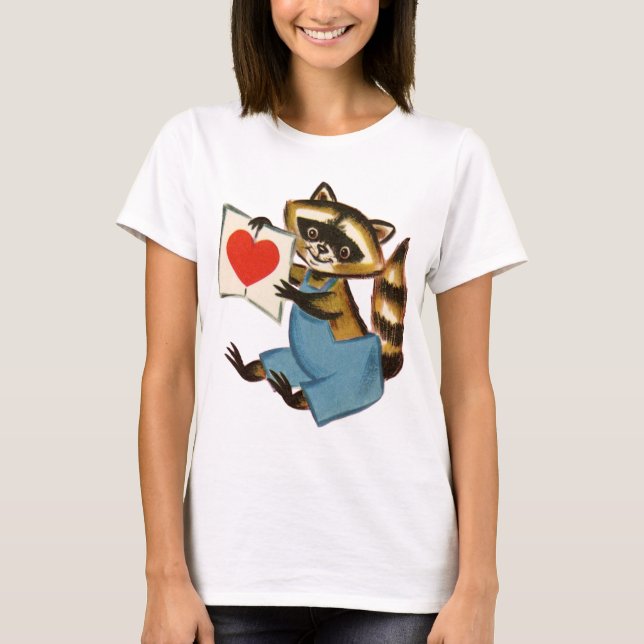 T-shirts Vintage Raccoon Love (Frente)