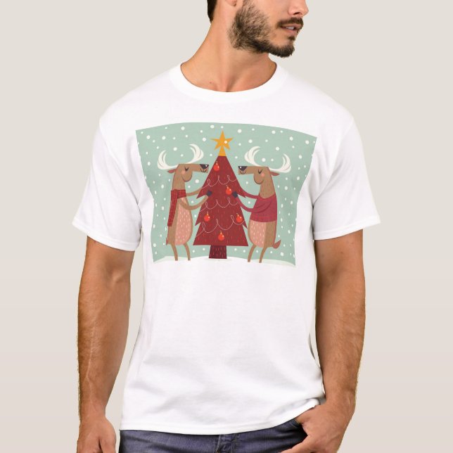T-shirts Vintage renas Natal (Frente)