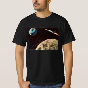 T-shirts Vintage Science Fiction, Rocket Ship Over the Moon