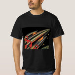 T-shirts Vintage Science Fiction Roket Ship by Space Stars<br><div class="desc">Ilustração de safra futurista e imagem de ficção científica de planetas. Um clássico design de ficção científica em quadrinhos retrô,  do futuro,  com um viagem e um foguete de transporte viajando pelo espaço através das estrelas e da lua no caminho de volta à Terra.</div>