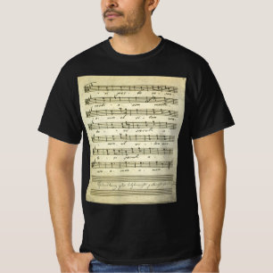 T-shirts Vintage Sheet Music, Antiga Musical Score 1810