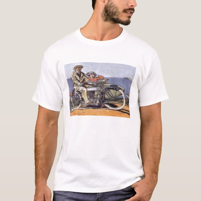 T-shirts Vintage Sidecar Mortorcycle (Frente)
