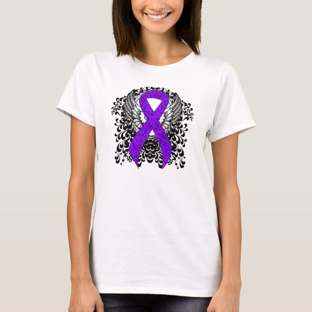 T-shirts Violet Ribbon with Wings, Linfoma de Hodgkin (Frente)