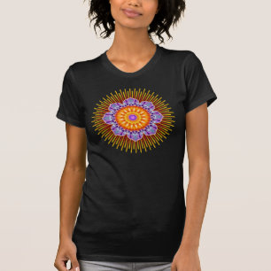 T-shirts Violeta amarela da mandala