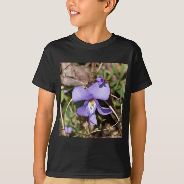 T-shirts Violeta de Pássaros com Bluets (Frente)