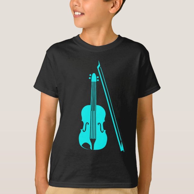 T-shirts Violino - Ciano (Frente)